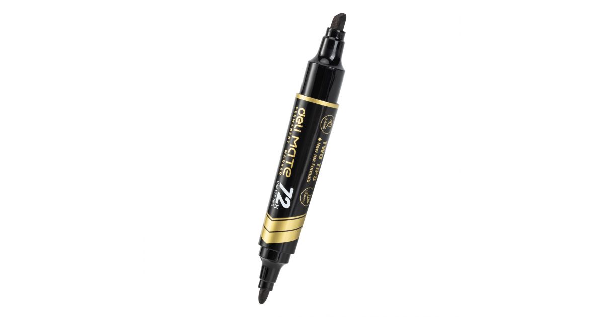 Permanent Marker with two tips Deli Black · Stationery