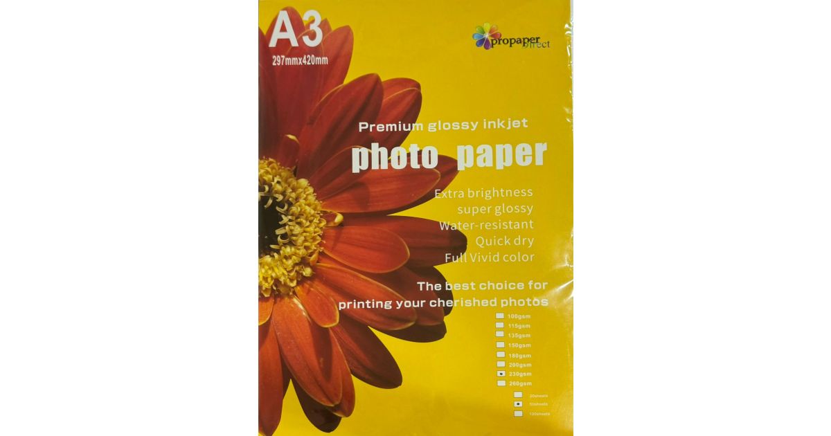 Photo paper PROPAPER DIRECT 230gsm A3 50 Sheets (Color May Vary